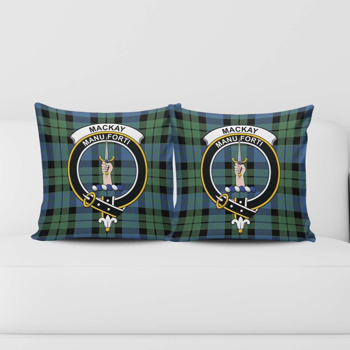 MacKay Ancient Tartan Pillow Cover with Family Crest - Tartanvibesclothing