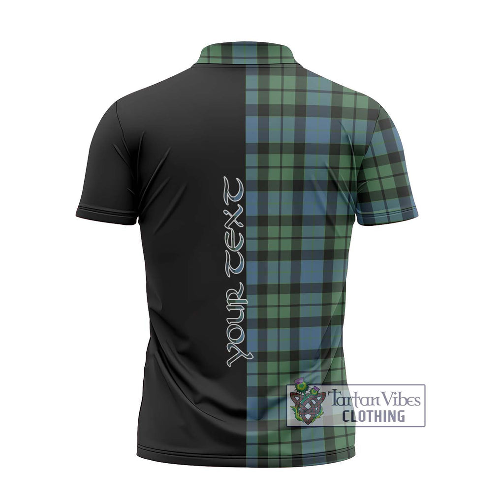 MacKay Ancient Tartan Zipper Polo Shirt with Family Crest and Half Of Me Style - Tartanvibesclothing Shop