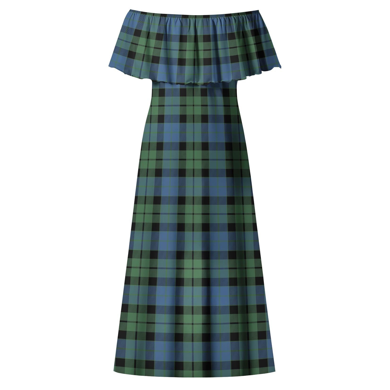 MacKay Ancient Tartan Off Shoulder Long Dress - Tartanvibesclothing