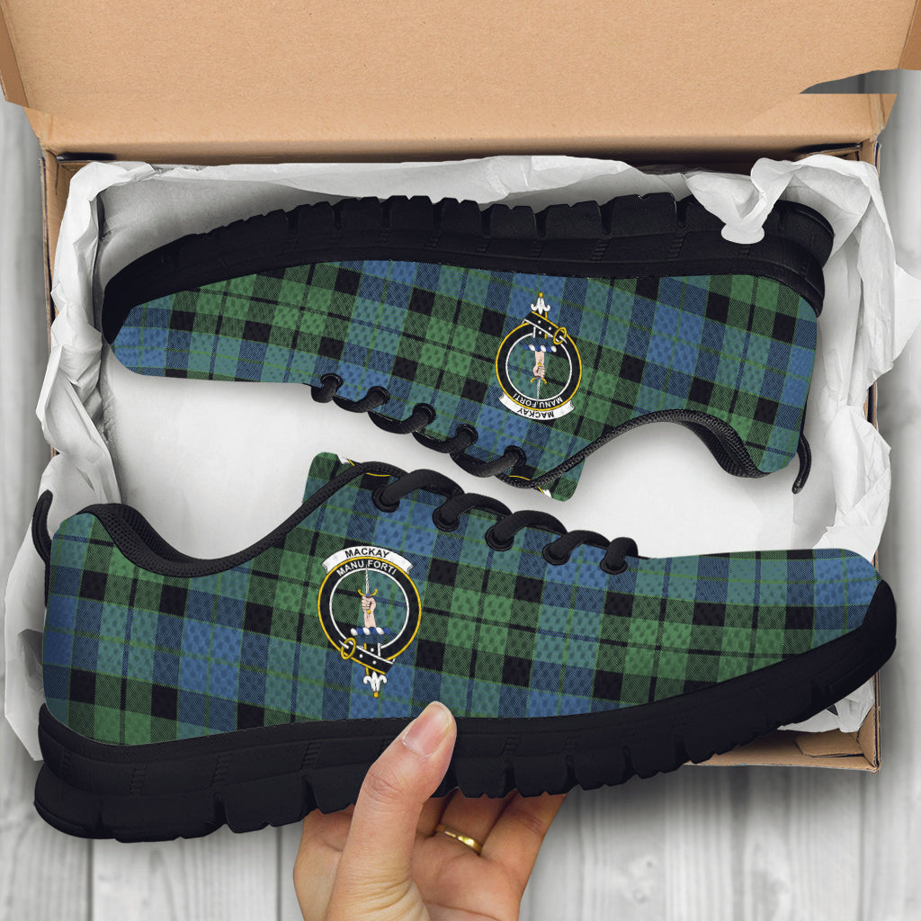 MacKay Ancient Tartan Sneakers with Family Crest - Tartan Vibes Clothing