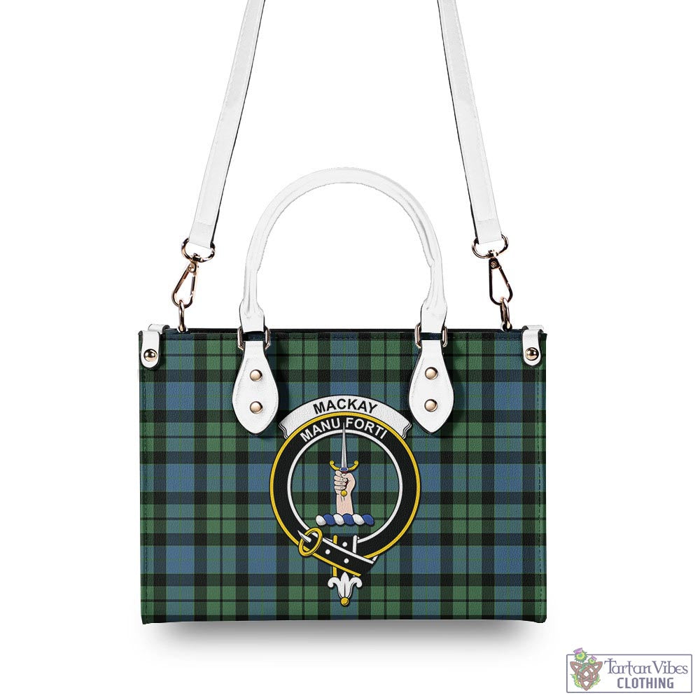 Tartan Vibes Clothing MacKay Ancient Tartan Luxury Leather Handbags with Family Crest