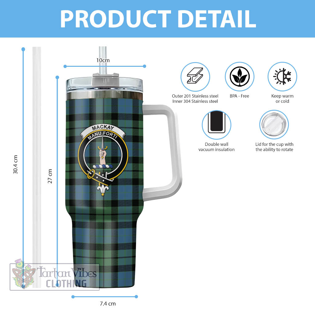 Tartan Vibes Clothing MacKay Ancient Tartan and Family Crest Tumbler with Handle