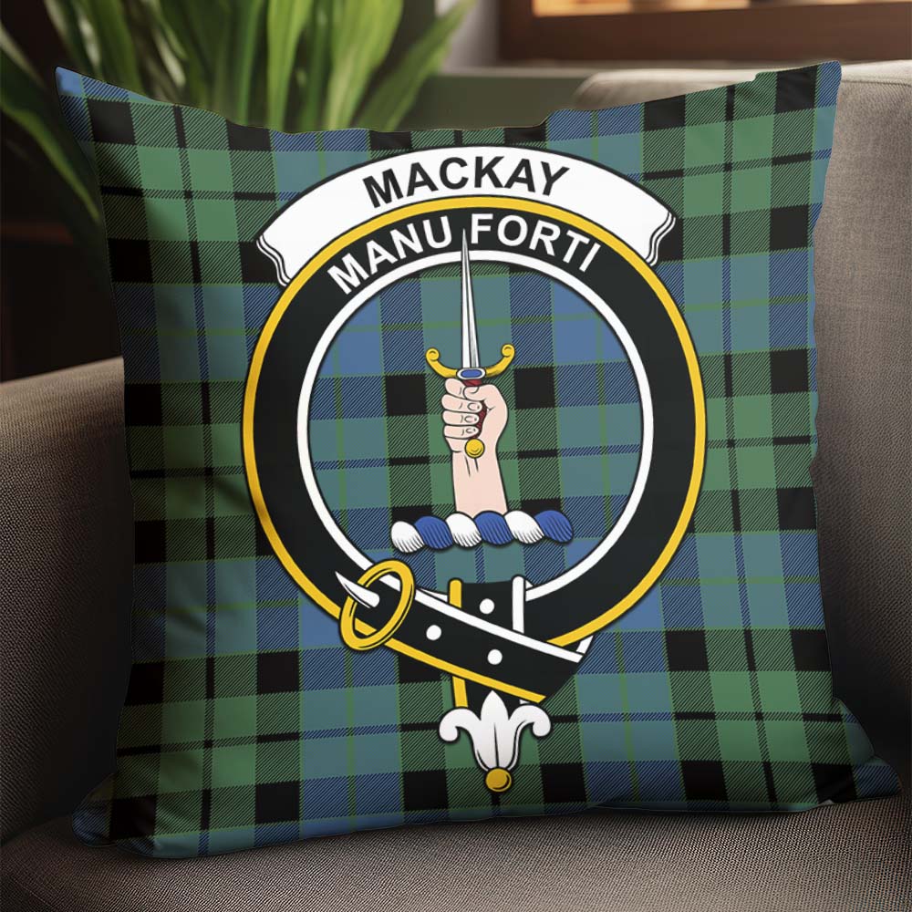 MacKay Ancient Tartan Pillow Cover with Family Crest - Tartanvibesclothing