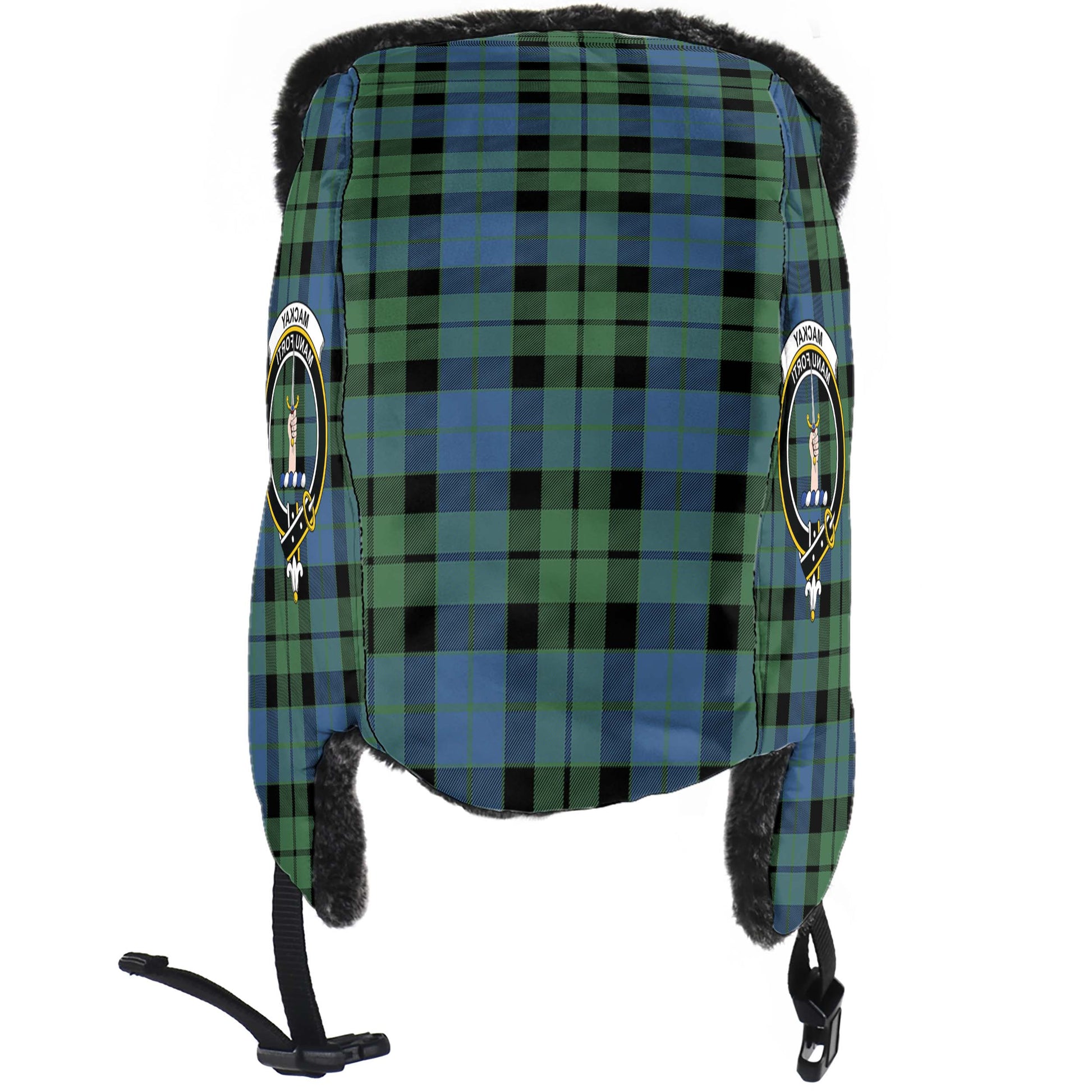 MacKay Ancient Tartan Winter Trapper Hat with Family Crest - Tartanvibesclothing