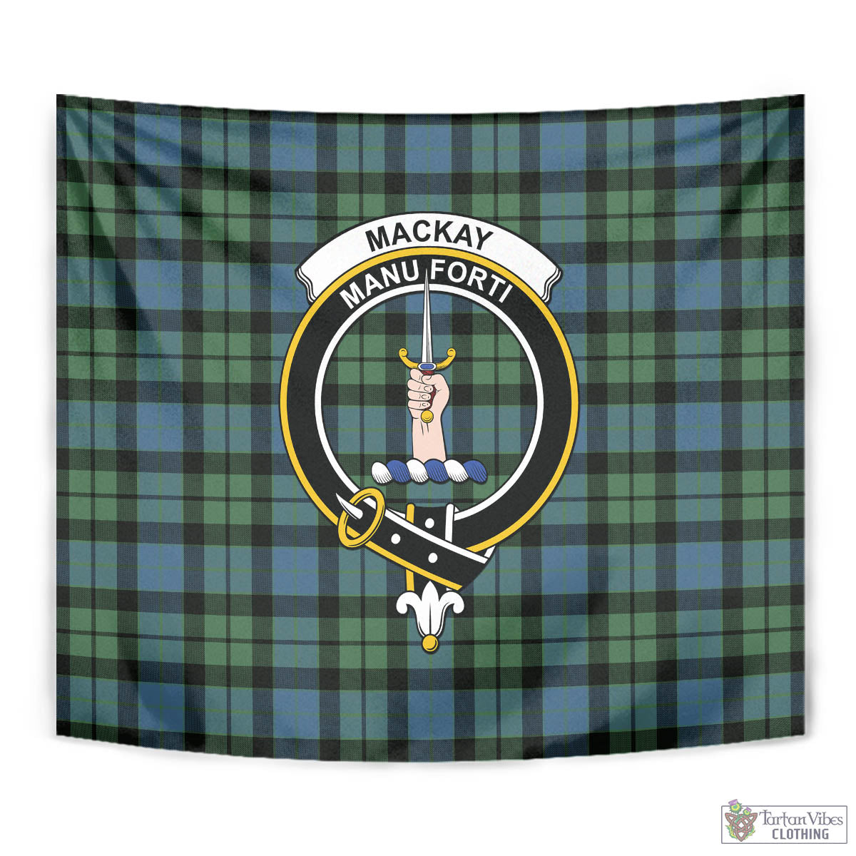 Tartan Vibes Clothing MacKay Ancient Tartan Tapestry Wall Hanging and Home Decor for Room with Family Crest