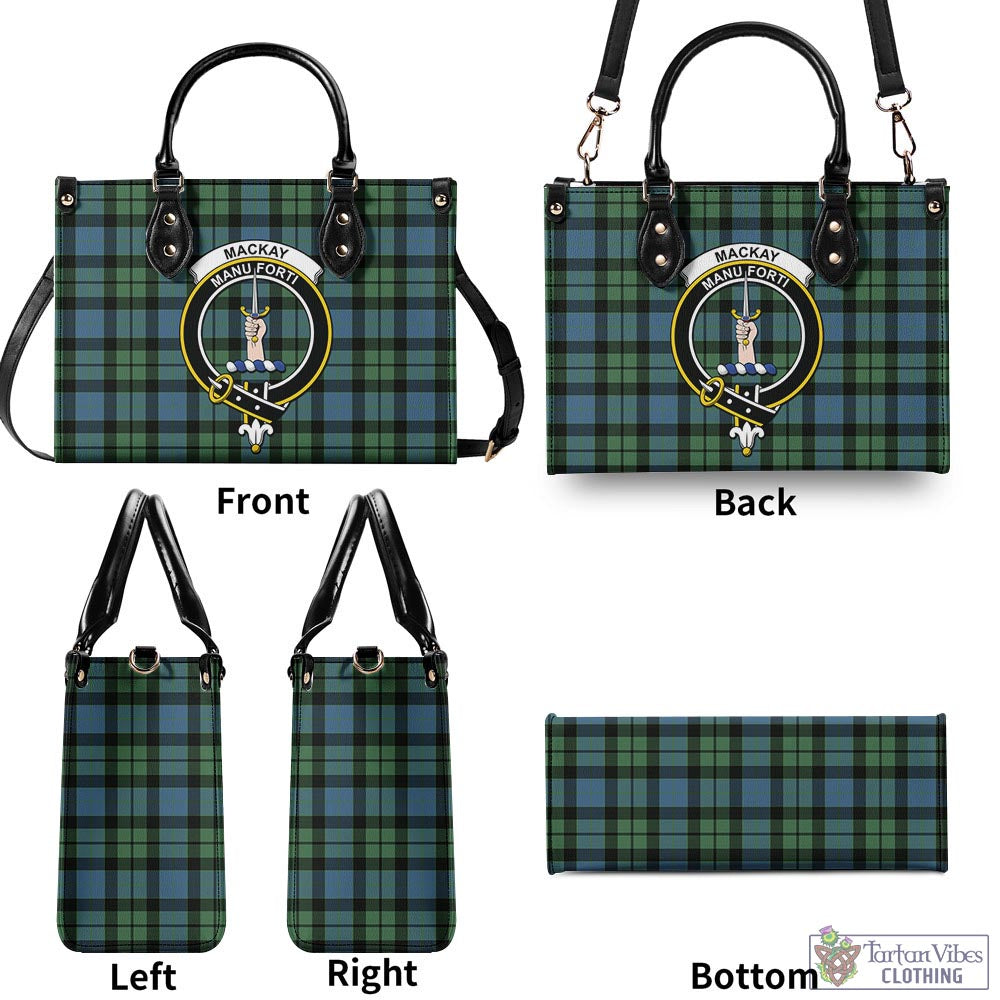 Tartan Vibes Clothing MacKay Ancient Tartan Luxury Leather Handbags with Family Crest