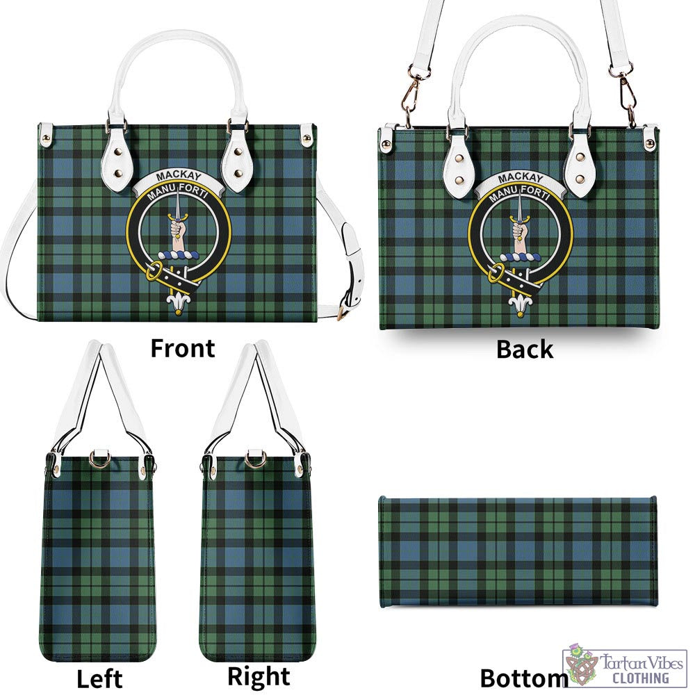 Tartan Vibes Clothing MacKay Ancient Tartan Luxury Leather Handbags with Family Crest