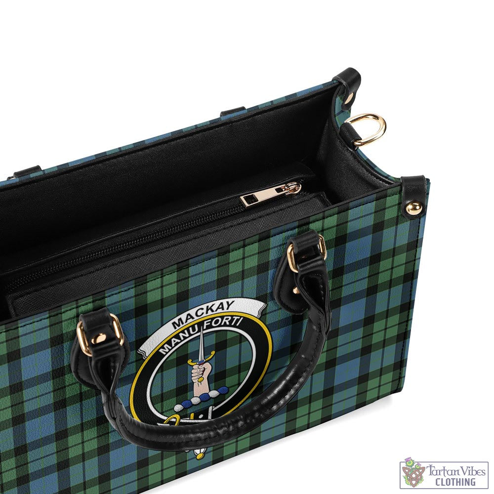 Tartan Vibes Clothing MacKay Ancient Tartan Luxury Leather Handbags with Family Crest