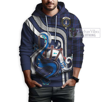 MacKay Blue #02 Tartan Hoodie with Epic Bagpipe Style