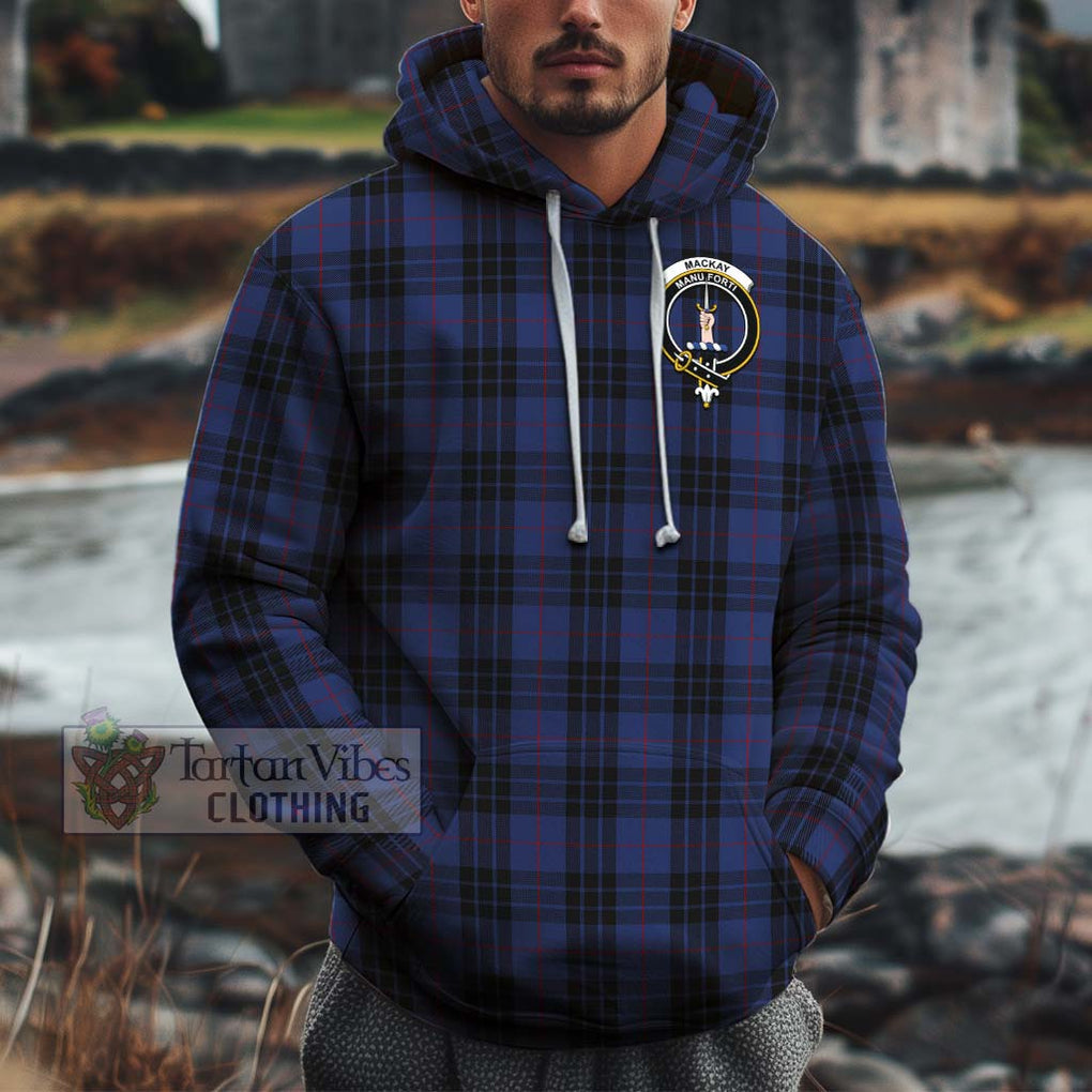 Tartan Vibes Clothing MacKay Blue #02 Tartan Cotton Hoodie with Family Crest