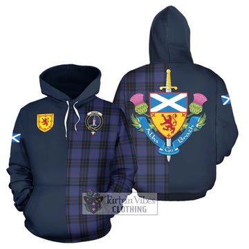 MacKay Blue #02 Tartan Hoodie Alba with Scottish Lion Royal Arm Half Style