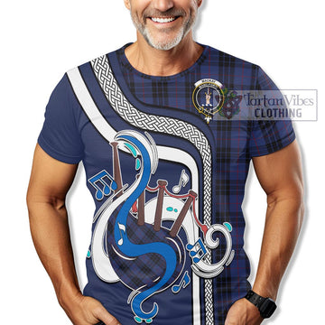 MacKay Blue #02 Tartan T-Shirt with Epic Bagpipe Style