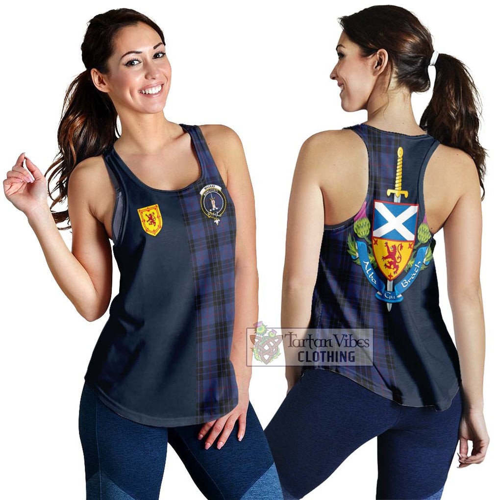 Tartan Vibes Clothing MacKay Blue #02 Tartan Women's Racerback Tanks with Scottish Lion Royal Arm Half Style