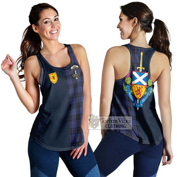 MacKay Blue #02 Tartan Women's Racerback Tanks Alba with Scottish Lion Royal Arm Half Style