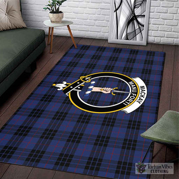 MacKay Blue #02 Tartan Area Rug with Family Crest