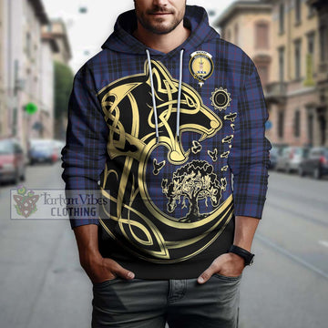 MacKay Blue #02 Tartan Hoodie with Family Crest Celtic Wolf Style