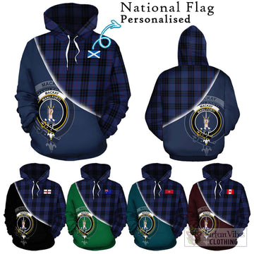 MacKay Blue #02 Tartan Hoodie with Personalised National Flag and Family Crest Half Style