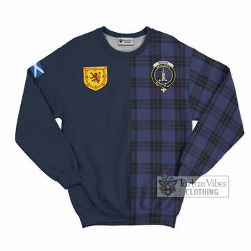 MacKay Blue #02 Tartan Sweatshirt Alba with Scottish Lion Royal Arm Half Style