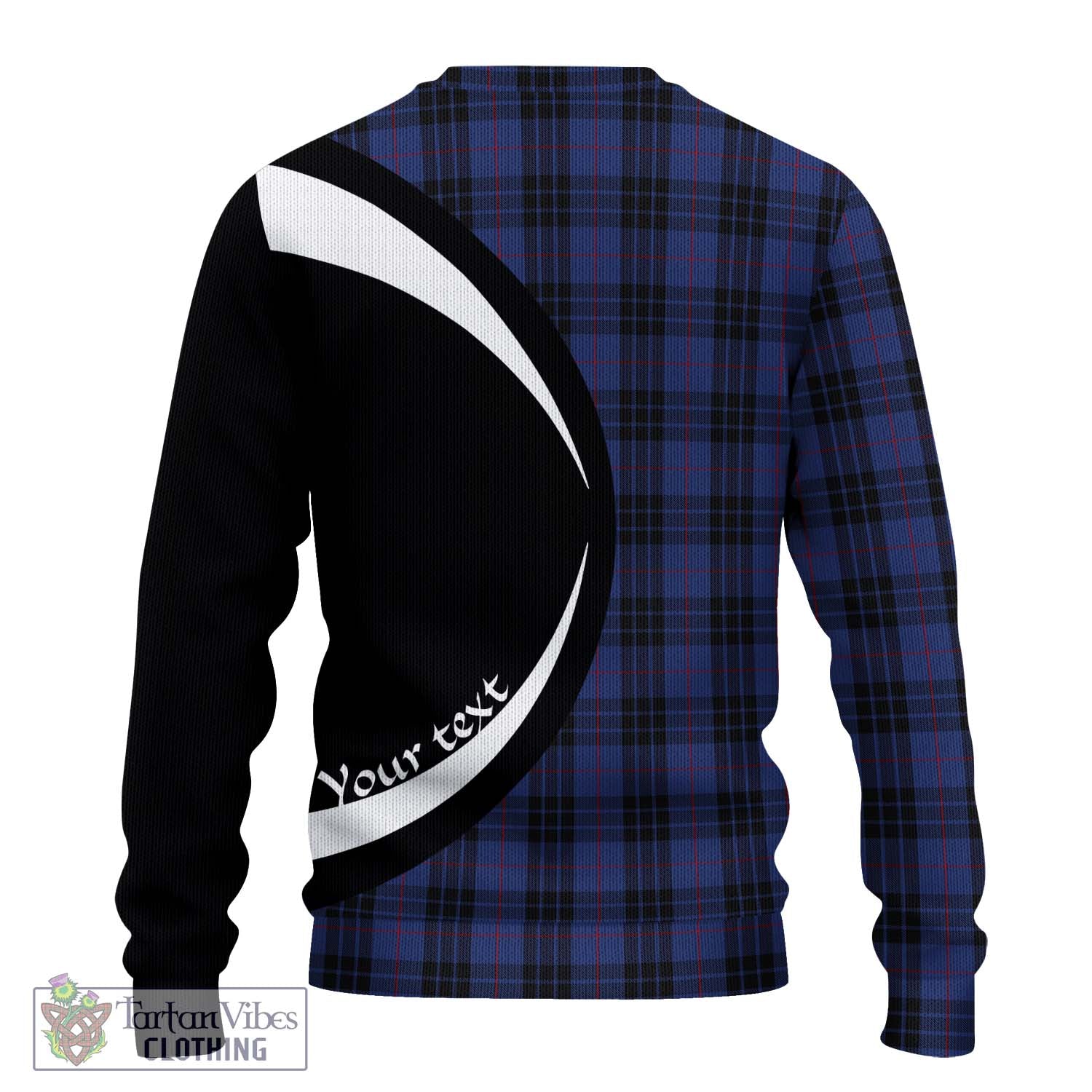 Tartan Vibes Clothing MacKay Blue #02 Tartan Knitted Sweater with Family Crest Circle Style