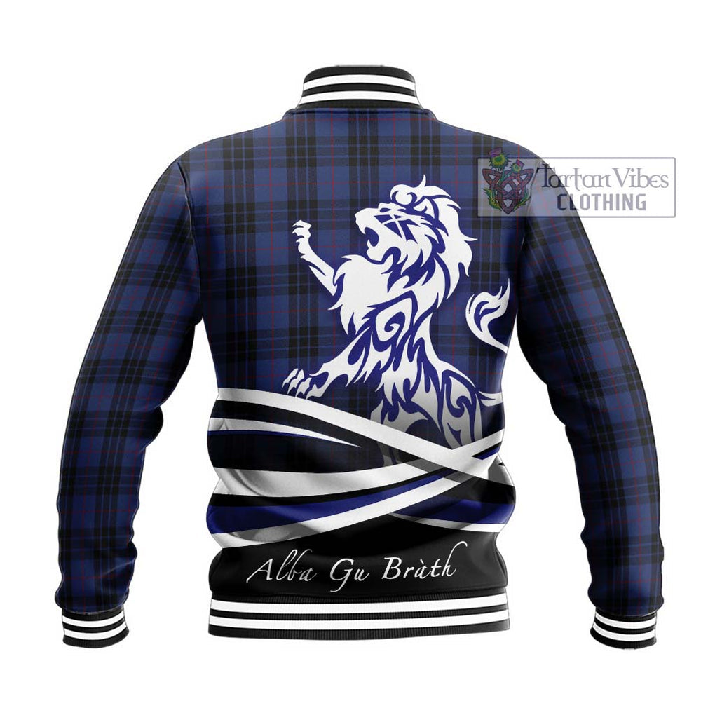 Tartan Vibes Clothing MacKay Blue #02 Tartan Baseball Jacket with Alba Gu Brath Regal Lion Emblem