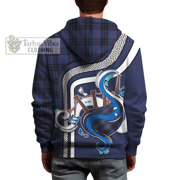 MacKay Blue #02 Tartan Hoodie with Epic Bagpipe Style