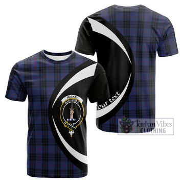 MacKay Blue #02 Tartan Cotton T-shirt with Family Crest Circle Style