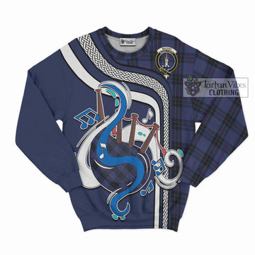 MacKay Blue #02 Tartan Sweatshirt with Epic Bagpipe Style