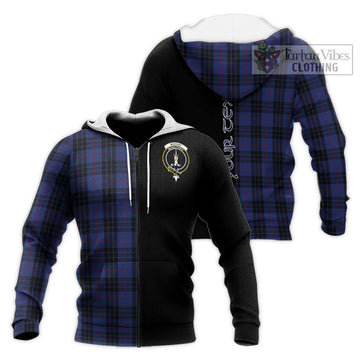 MacKay Blue #02 Tartan Knitted Hoodie with Family Crest and Half Of Me Style