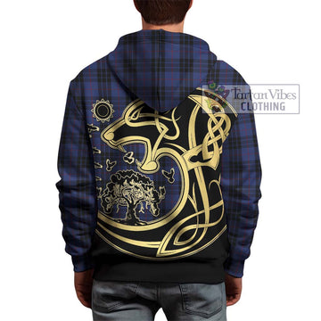 MacKay Blue #02 Tartan Hoodie with Family Crest Celtic Wolf Style