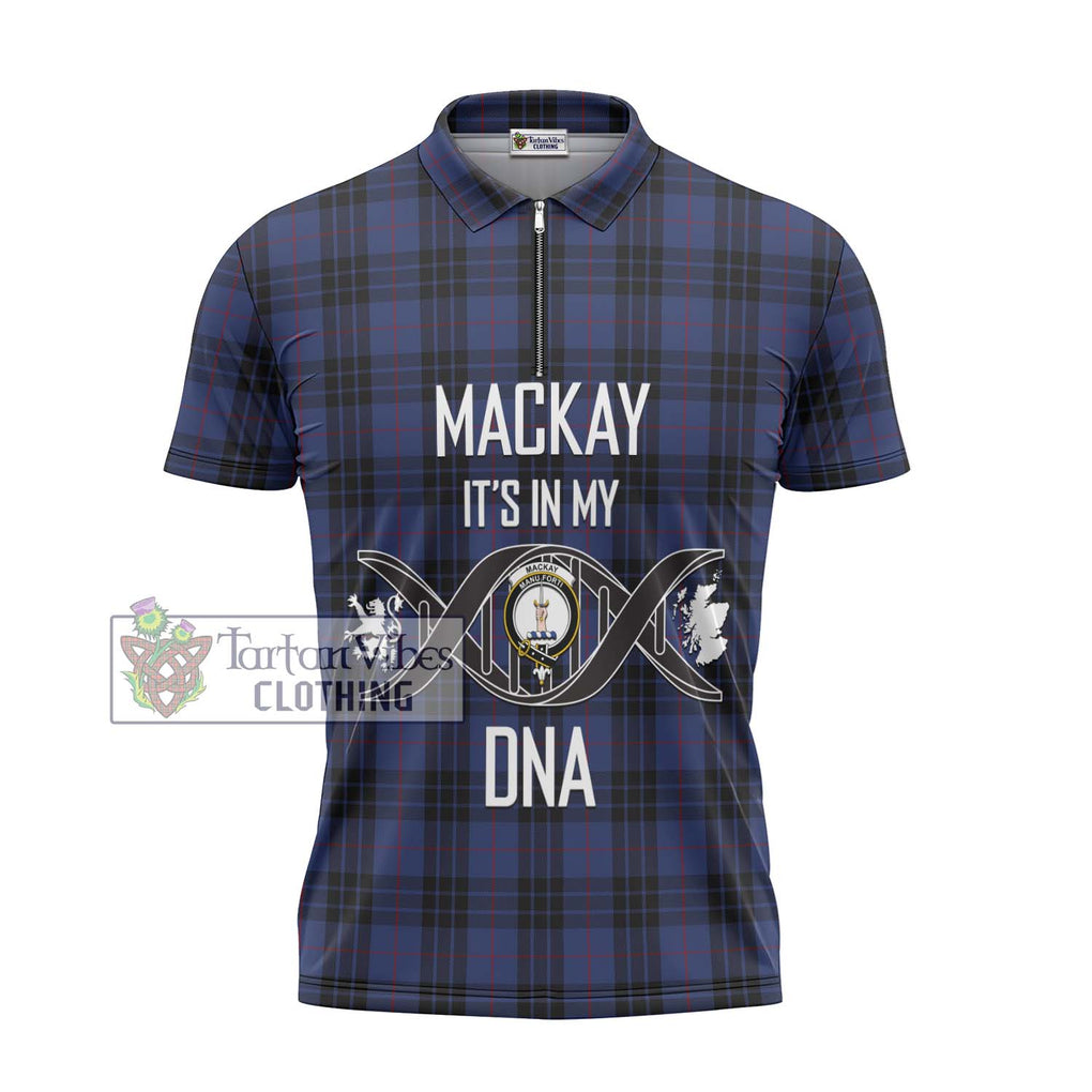 Tartan Vibes Clothing MacKay Blue #02 Tartan Zipper Polo Shirt with Family Crest DNA In Me Style