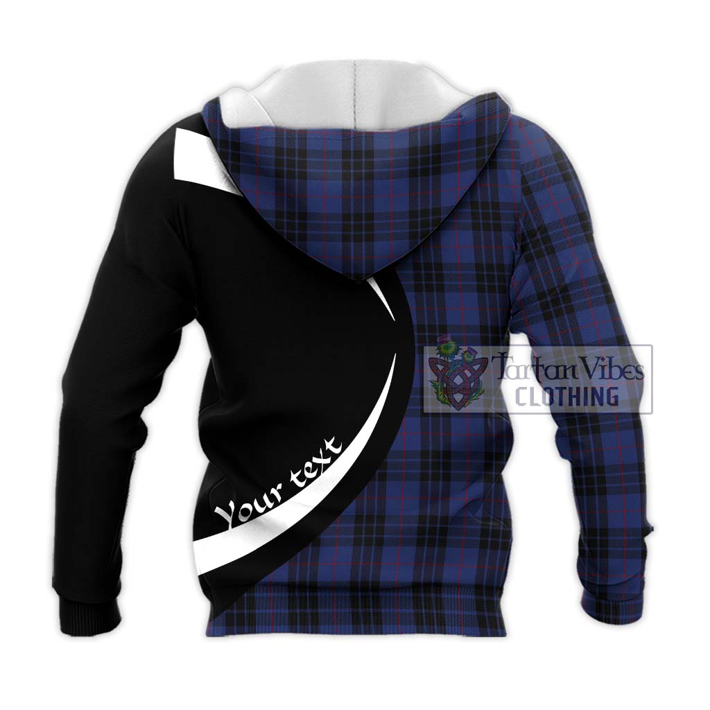 Tartan Vibes Clothing MacKay Blue #02 Tartan Knitted Hoodie with Family Crest Circle Style