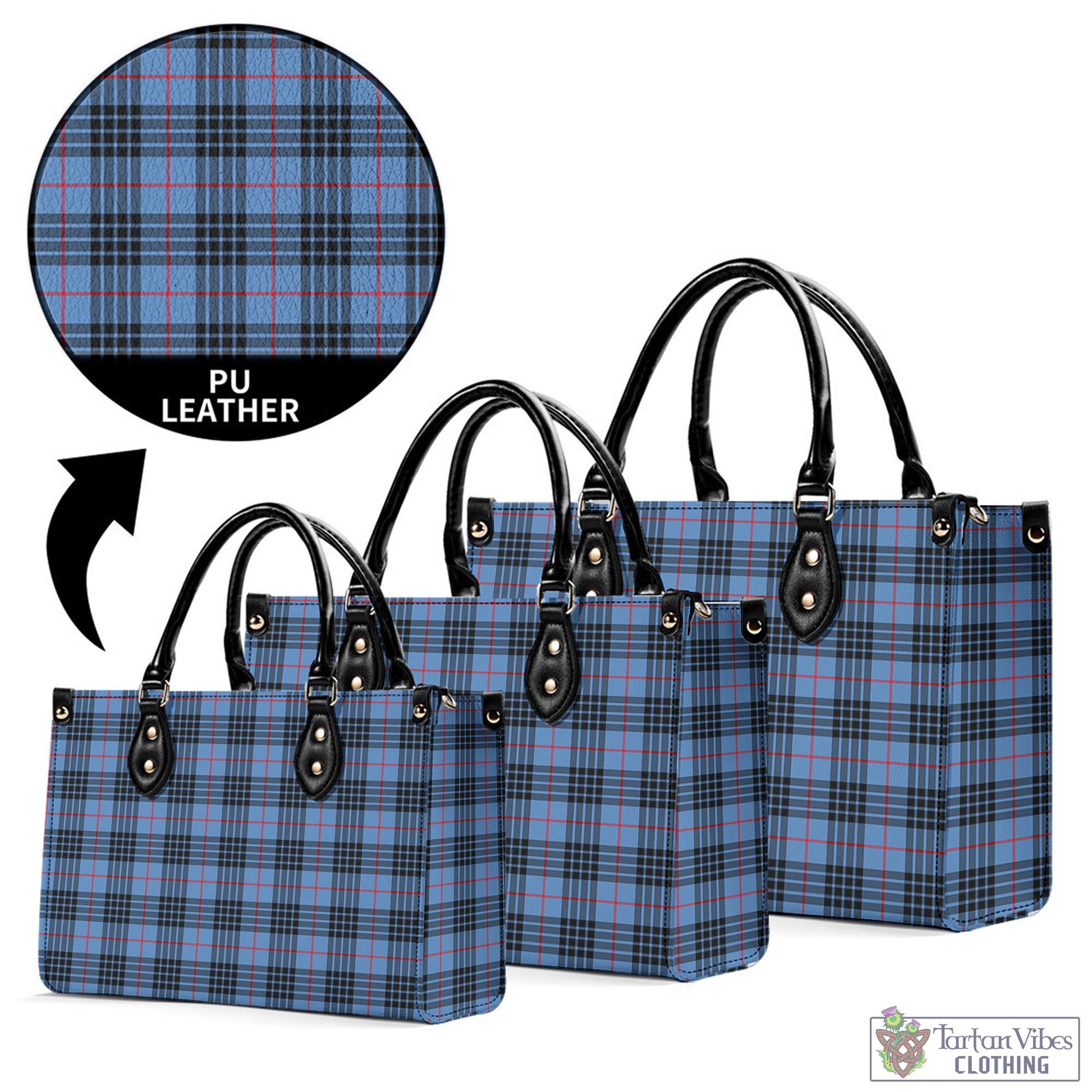 Tartan Vibes Clothing MacKay Blue Tartan Luxury Leather Handbags