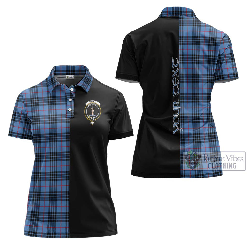 MacKay Blue Tartan Women's Polo Shirt with Family Crest and Half Of Me Style Women - Tartanvibesclothing Shop