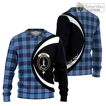 MacKay Blue Tartan Ugly Sweater with Family Crest Circle Style