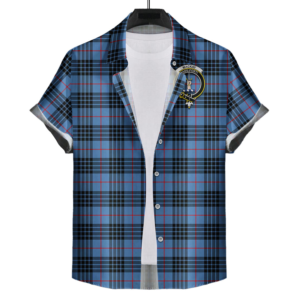 mackay-blue-tartan-short-sleeve-button-down-shirt-with-family-crest