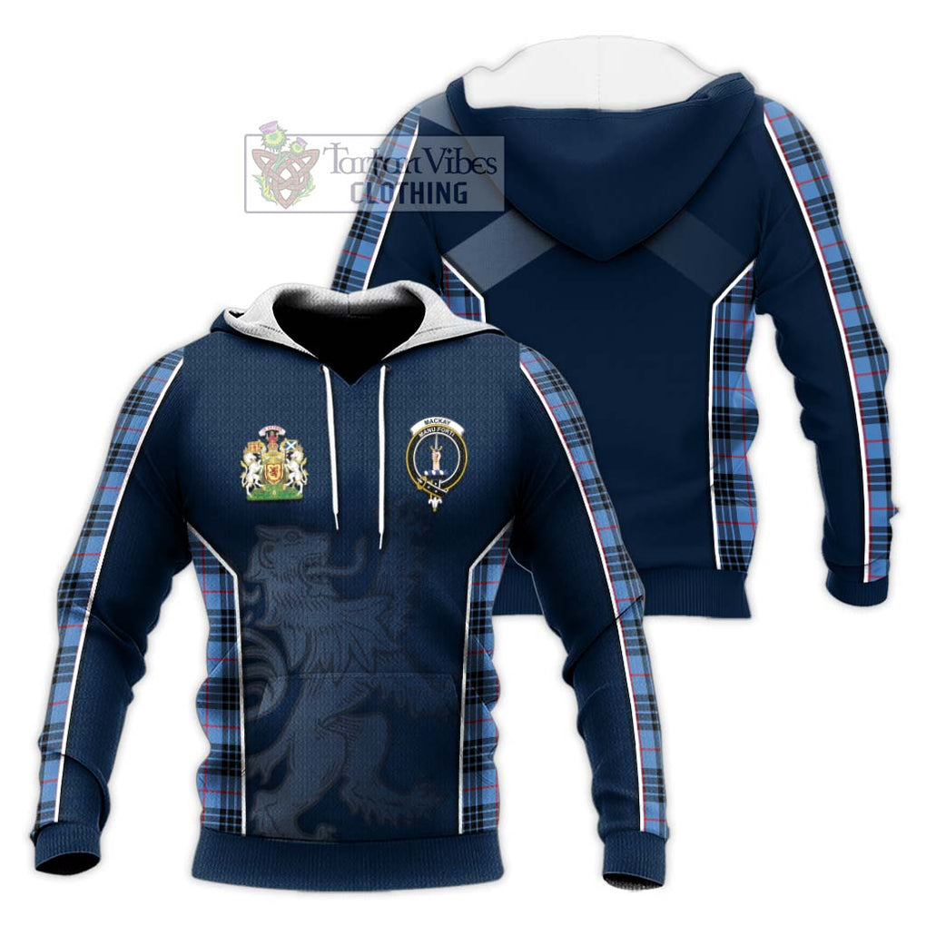 MacKay Blue Tartan Knitted Hoodie with Family Crest and Lion Rampant Vibes Sport Style Unisex Knitted Pullover Hoodie - Tartan Vibes Clothing