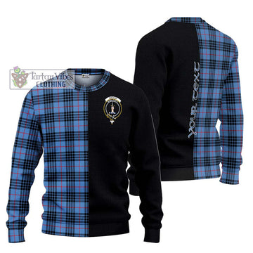 MacKay Blue Tartan Ugly Sweater with Family Crest and Half Of Me Style