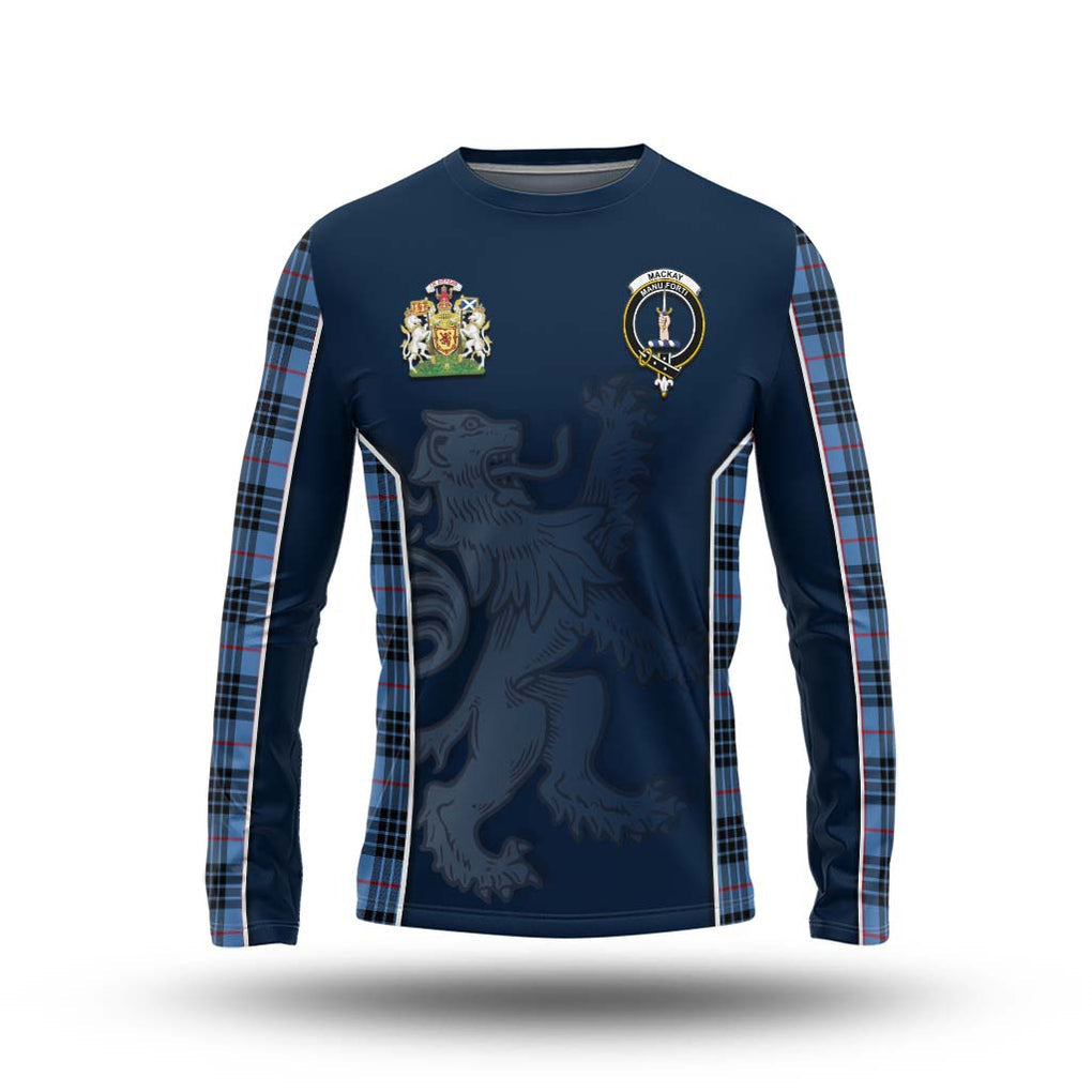 MacKay Blue Tartan Long Sleeve T-Shirt with Family Crest and Lion Rampant Vibes Sport Style Unisex - Tartan Vibes Clothing