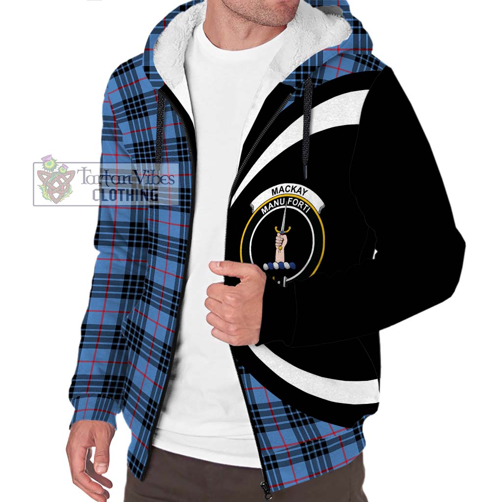 MacKay Blue Tartan Sherpa Hoodie with Family Crest Circle Style Unisex S - Tartan Vibes Clothing