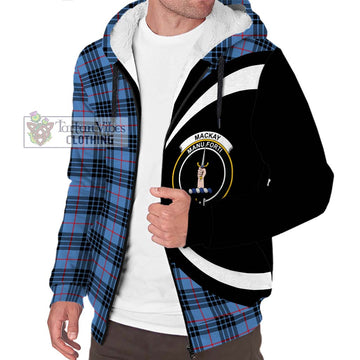 MacKay Blue Tartan Sherpa Hoodie with Family Crest Circle Style