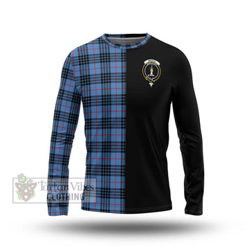 MacKay Blue Tartan Long Sleeve T-Shirt with Family Crest and Half Of Me Style