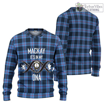 MacKay Blue Tartan Ugly Sweater with Family Crest DNA In Me Style