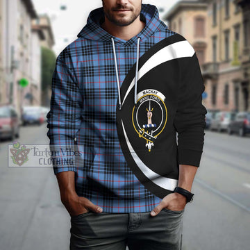 MacKay Blue Tartan Hoodie with Family Crest Circle Style