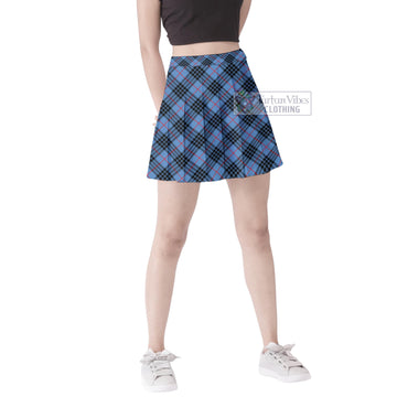 MacKay Blue Tartan Women's Plated Mini Skirt Cross Style