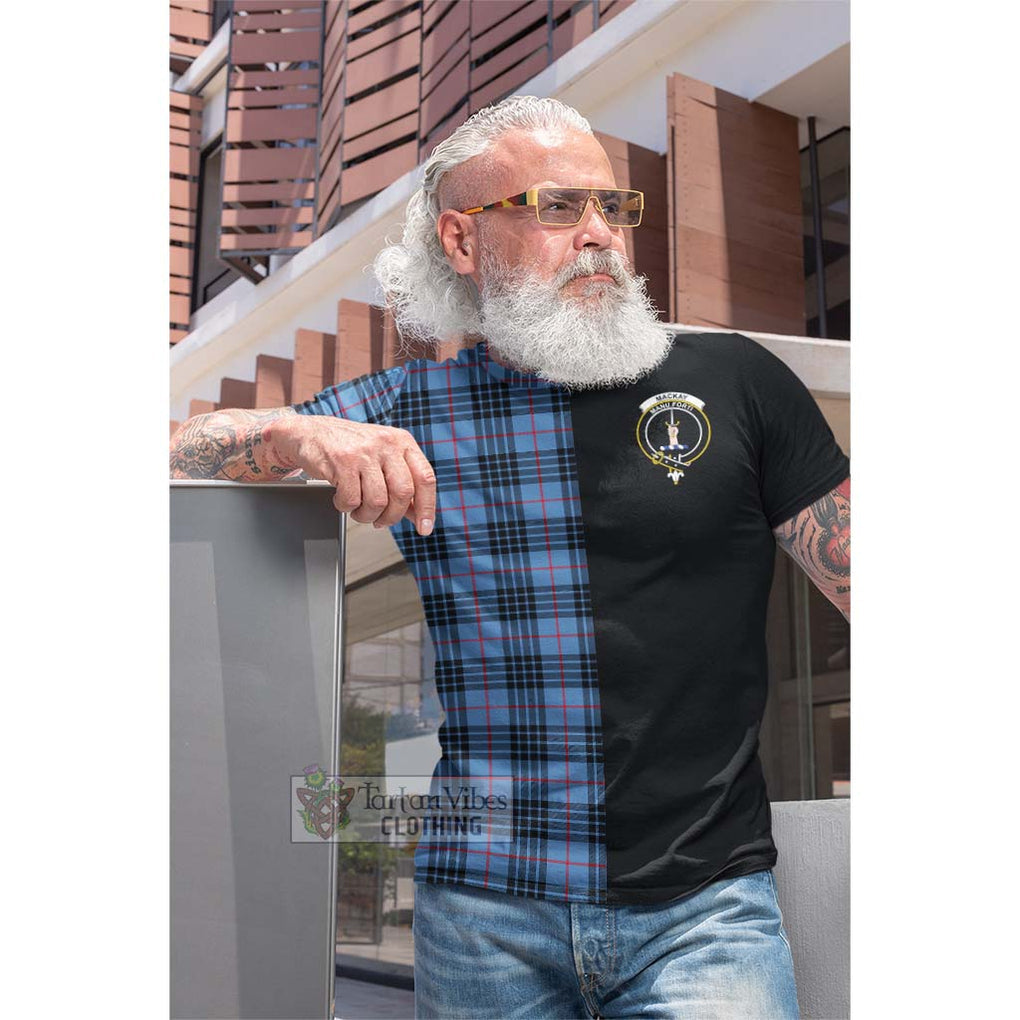 Tartan Vibes Clothing MacKay Blue Tartan Cotton T-shirt with Family Crest and Half Of Me Style