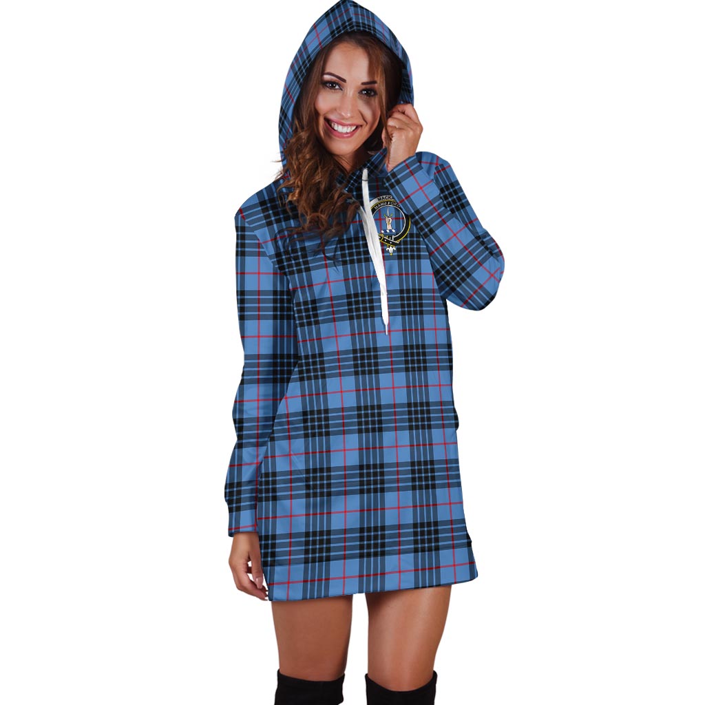 MacKay Blue Tartan Hoodie Dress with Family Crest - Tartan Vibes Clothing