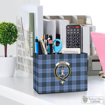 MacKay Blue Tartan Pen Holder with Family Crest