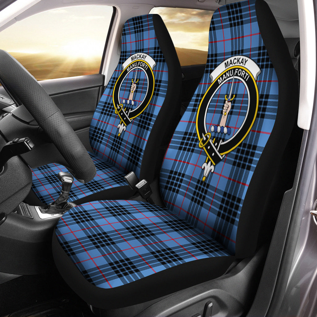 MacKay Blue Tartan Car Seat Cover with Family Crest One Size - Tartanvibesclothing