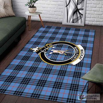 MacKay Blue Tartan Area Rug with Family Crest