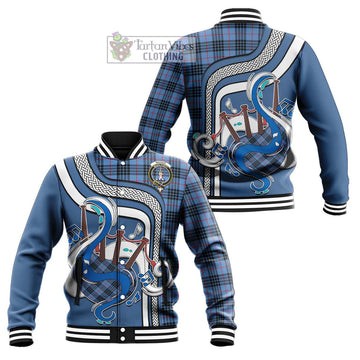 MacKay Blue Tartan Baseball Jacket with Epic Bagpipe Style